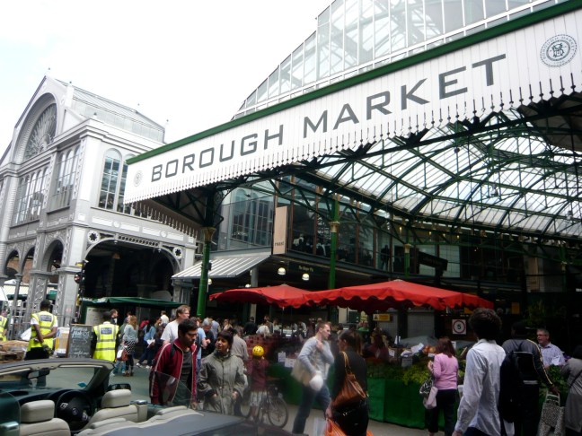 Borough Market is one of my favorite places to go in London. I get quite carried away with all the lush food on display and all the yummy sausages and cakes available for snacking on as you walk through the market. Before heading out of London after Weg Directions, Jeremy and I wandered through the market with coffees from Monmouth and collected a good stash of loot, including asparagus, fresh mozarella, culatello, and oak roasted tomatoes.